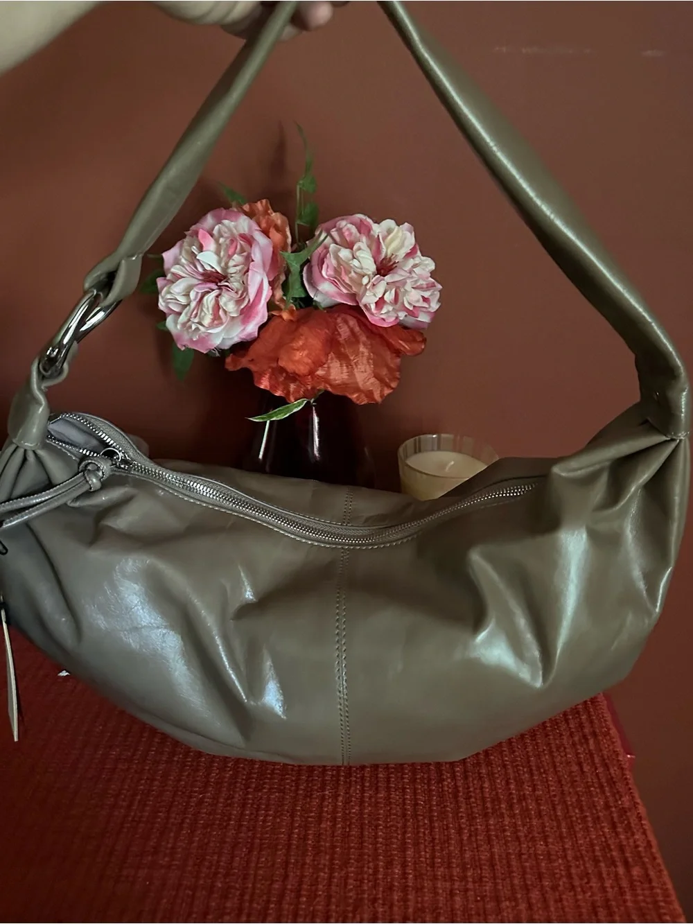 Banana Republic Taupe Hobo Leather Shoulder Bag